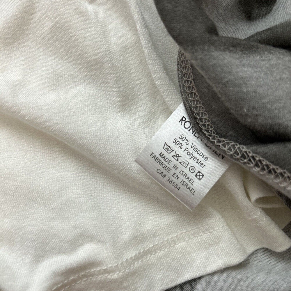 Ronen Chen Dress Beige Gray Lined Striped Draped Lightweight Women's Size 4 - Picture 8 of 8